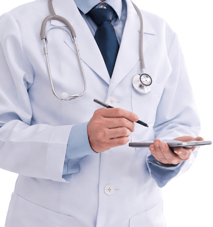 Médico sorridente com estetoscópio
